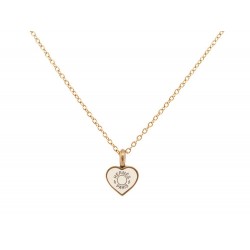 COLLIER HERMES PENDENTIF COEUR 49CM EN METAL DORE HEART NECKLACE PENDANT