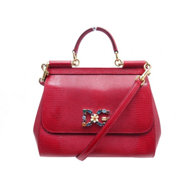 NEUF SAC A MAIN DOLCE & GABBANA SICILY M BANDOULIERE CUIR FACON LEZARD BAG 1550€