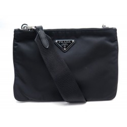 NEUF SAC A MAIN PRADA BESACE BANDOULIERE EN TOILE NYLON NOIR CROSSBODY BAG 1050€