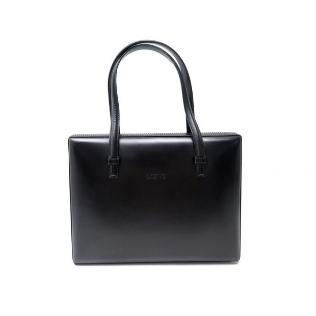 VINTAGE SAC A MAIN LOEWE EN CUIR NOIR PORTE EPAULE 27 CM BLACK LEATHER HAND BAG