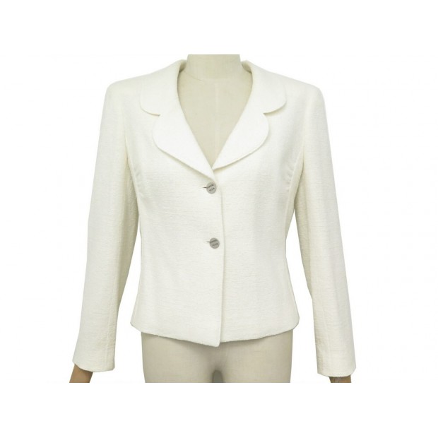 NEUF VESTE CHANEL P15189 38 M 2 BOUTONS EN COTON CREME CREAM JACKET VEST 5650€