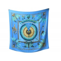 CHALE HERMES BRAZIL BOURTHOUMIEUX CACHEMIRE ET SOIE BLEU CASHMERE SHAWL 1000€