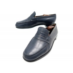 CHAUSSURES JM WESTON MOCASSINS 9E 43 LARGE EN CUIR BLEU + EMBAUCHOIRS SHOES 695€