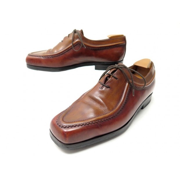 CHAUSSURES BERLUTI RICHELIEU ULTIMA 8 42 EN CUIR MARRON COUTURES SHOES 1800€