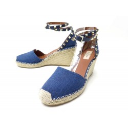 NEUF CHAUSSURES SANDALES VALENTINO 41 ESPADRILLES ROCKSTUD RW2S0780 TISSU 590€