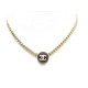 NEUF COLLIER CHANEL LOGO CC 52 CM EN METAL DORE & RESINE NOIR NEW NECKLACE 750€