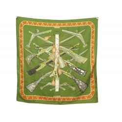 VINTAGE FOULARD HERMES DIANE HALO CARRE 90 EN SOIE VERT KAKI SILK SCARF 410€