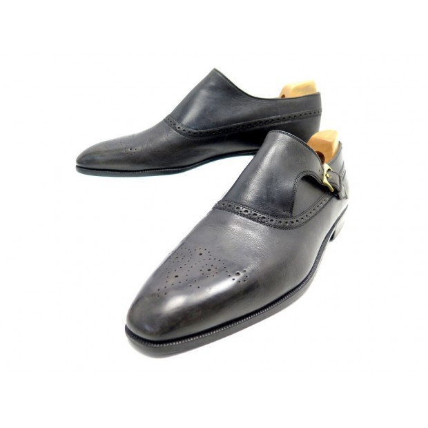 CHAUSSURES BERLUTI OLGA 902 MOCASSINS A BOUCLE 11 45 CUIR ANTHRACITE SHOES 1920€