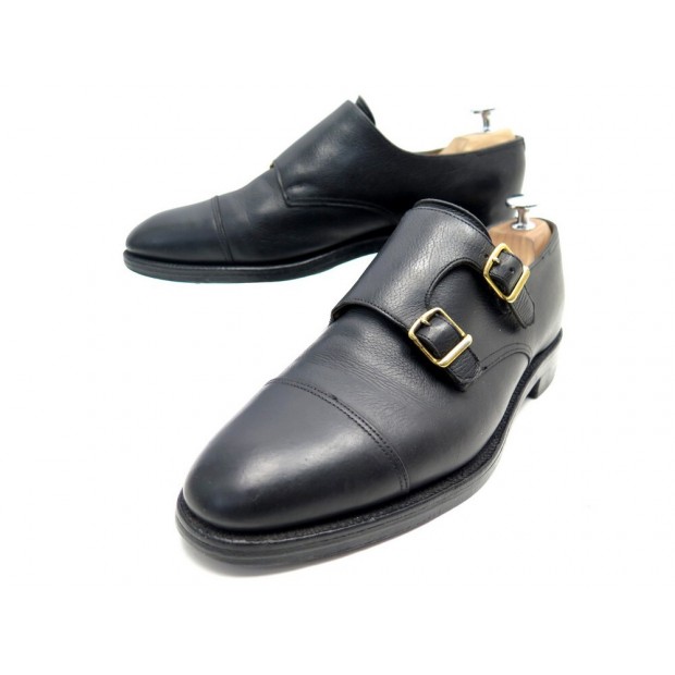 CHAUSSURES JOHN LOBB MOCASSINS BI BOUCLE WILLIAM 7.5E 41.5 CUIR NOIR SHOES 1255€