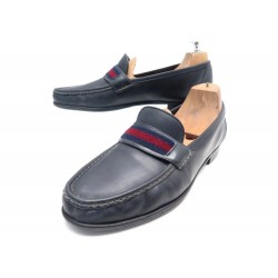 CHAUSSURES GUCCI 8190 MOCASSINS 42 CUIR BLEU MARINE LEATHER LOAFERS SHOES 690€