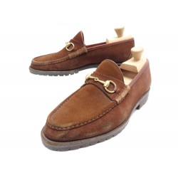 CHAUSSURES GUCCI MOCASSINS MORS 6030 44.5 DAIM MARRON HORSEBIT LOAFER SHOES 820€