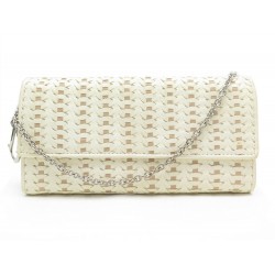 SAC A MAIN POCHETTE CHRISTIAN LADY DIOR WOC CUIR TRESSE CANNAGE BLANC POUCH 850€