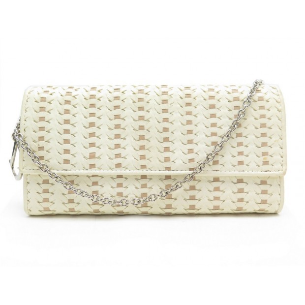 SAC A MAIN POCHETTE CHRISTIAN LADY DIOR WOC CUIR TRESSE CANNAGE BLANC POUCH 850€