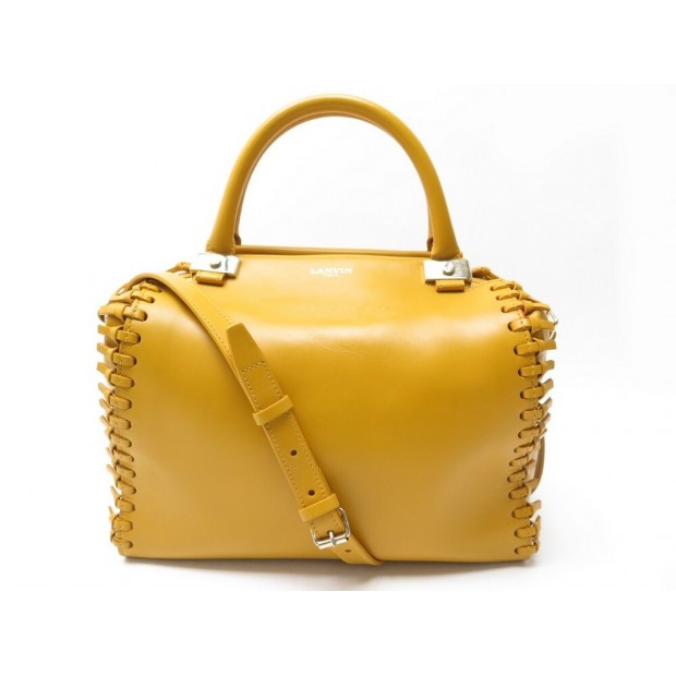 SAC A MAIN LANVIN 32 CM EN CUIR JAUNE BANDOULIERE YELLOW LEATHER HAND BAG