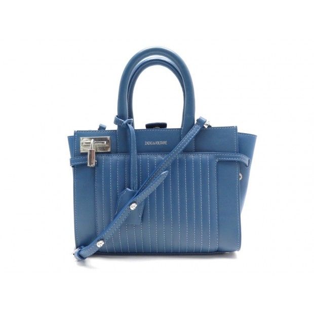 SAC A MAIN ZADIG VOLTAIRE CANDIDE XS BANDOULIERE WEAB2007F CUIR BLEU BAG 600€