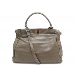 SAC A MAIN FENDI PEEKABOO REGULAR 8BN226 CUIR TAUPE BANDOULIERE HAND BAG 3745€