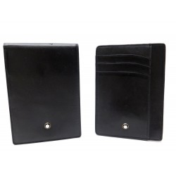 LOT PORTE CARTES ET ETUI NOTEBOOK MONTBLANC 30650 EN CUIR NOIR CARD HOLDER 435€