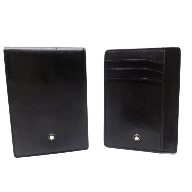 LOT PORTE CARTES ET ETUI NOTEBOOK MONTBLANC 30650 EN CUIR NOIR CARD HOLDER 435€