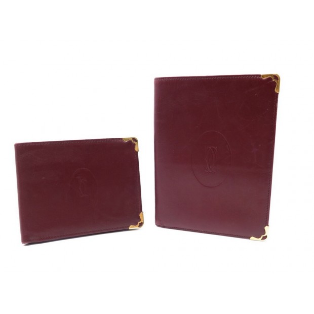 VINTAGE PORTE CARTES MUST DE CARTIER EN CUIR BORDEAUX LEATHER CARD HORLDER 1020€