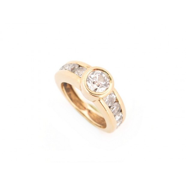 BAGUE T49 EN OR JAUNE 18K 7.2GR SERTIE DE 11 DIAMANTS 1.46 CT DIAMONDS GOLD RING