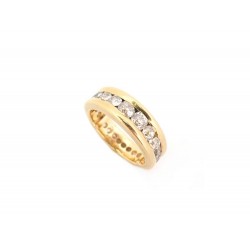 BAGUE ALLIANCE T51 EN OR JAUNE 18K 7.8GR SERTIE 18 DIAMANTS 1.38CT DIAMONDS RING