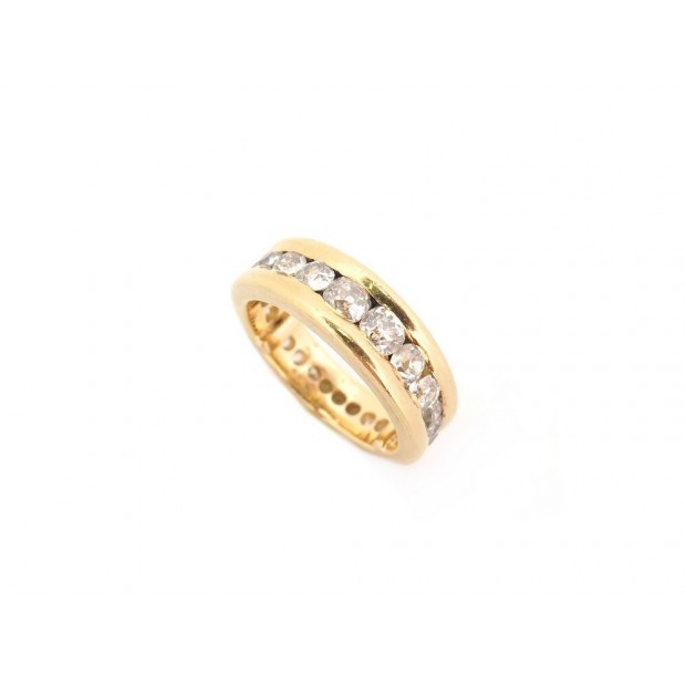 BAGUE ALLIANCE T51 EN OR JAUNE 18K 7.8GR SERTIE 18 DIAMANTS 1.38CT DIAMONDS RING