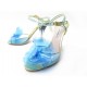 NEUF CHAUSSURES MIU MIU SANDALES FLEURS 5X021B 40 BLEU BOITE NEW SHOES 905€