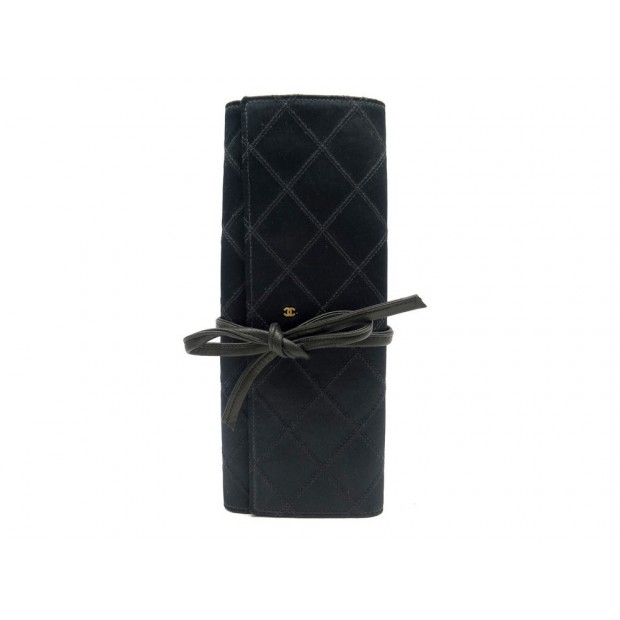 POCHETTE TROUSSE A BIJOUX CHANEL LOGO CC EN TOILE NOIRE MARMOTTE JEWELRY POUCH