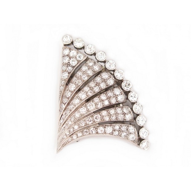 BROCHE BROUDARGE EN OR BLANC 18K 23GR SERTIE DE 92 DIAMANTS 5CT DIAMONDS BROOCH