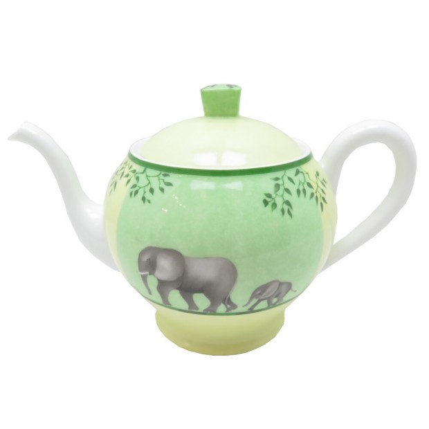 NEUF THEIERE HERMES AFRICA EN PORCELAINE BLANCHE ET VERTE NEW GREEN & WHITE 665€