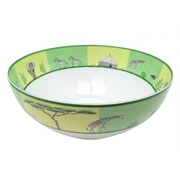 NEUF SALADIER HERMES AFRICA EN PORCELAINE VERTE ET BLANCHE NEW SALAD BOWL 880€