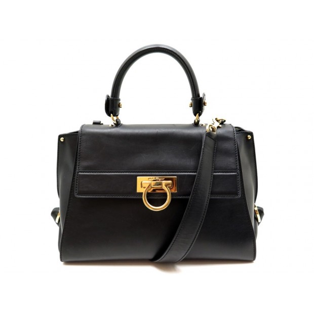 SAC A MAIN SALVATORE FERRAGAMO SOFIA MEDIUM CUIR NOIR BANDOULIERE HAND BAG 855€