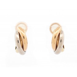 NEUF BOUCLES D'OREILLES CARTIER TRINITY 3 ORS JAUNE BLANC 18K NEW EARRINGS 2290€