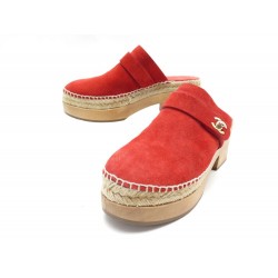 NEUF CHAUSSURES CHANEL SABOTS FERMOIR TIMELESS 38 DIAM ROUGE MULES SHOES 950€