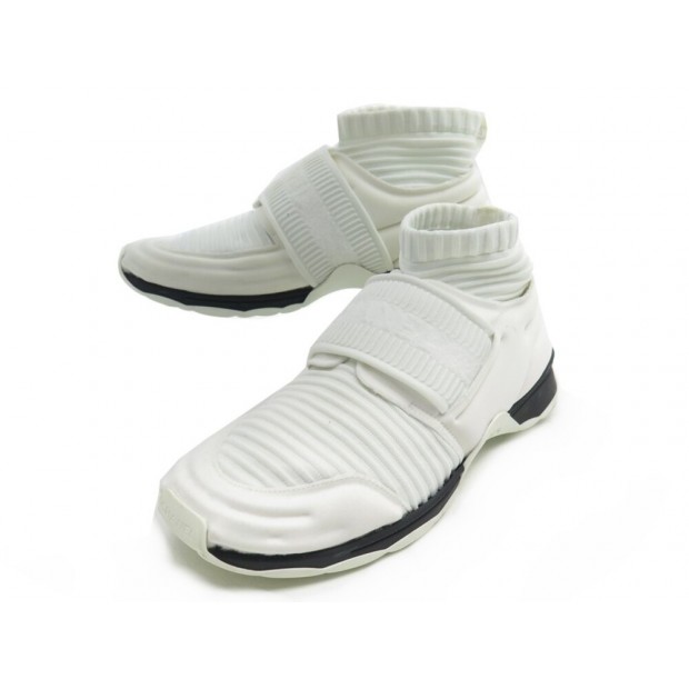 CHAUSSURES CHANEL BASKETS STRETCH 38 EN TOILE BLANC G33070 SNEAKERS SHOES 1050€