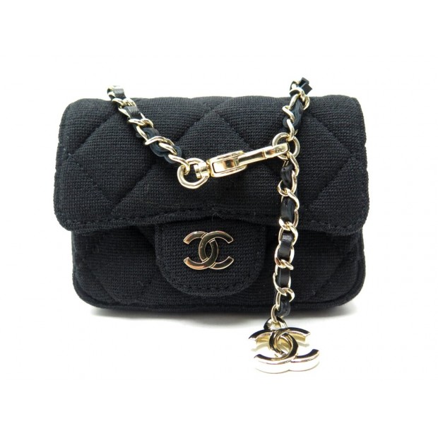 NEUF SAC A MAIN CHANEL CEINTURE TIMELESS EN TOILE MATELASSEE NOIRE BELT HAND BAG