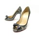 CHAUSSURES CHRISTIAN LOUBOUTIN 36 ESCARPINS CUIR PYTHON NOIR & BLANC SHOES 1000€