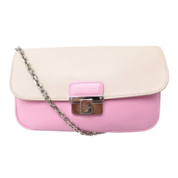 SAC A MAIN CHRISTIAN DIOR DIORLING POCHETTE PROMENADE CUIR ROSE BANDOULIERE BAG