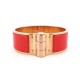 BRACELET HERMES CHARNIERE UNI EMAIL ORANGE FINITION PLAQUE OR ROSE BANGLE 625€