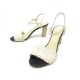 CHAUSSURES CHANEL SANDALES A TALONS BOIS 38 EN CUIR BEIGE SANDAL SHOES 1100€