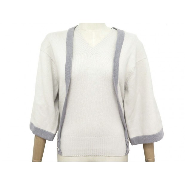 NEUF PULL CHANEL COL V BOUTONS TETE DE LION XL 46 EN CACHEMIRE CASHMERE 3180€