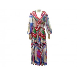 NEUF ROBE CHEMISE OUVERTE LONGUE CHANEL MOUSSELINE DE SOIE M 40 SILK DRESS 4100€