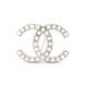 NEUF BROCHE CHANEL LOGO CC PERLES EN METAL ARGENTE NEW PEARL BROOCH 550€