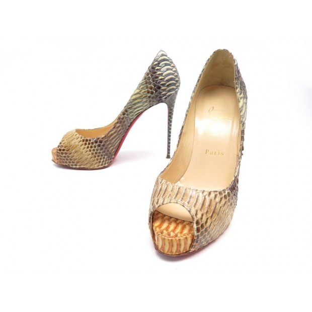 CHAUSSURES CHRISTIAN LOUBOUTIN ESCARPINS NEW VERY PRIVE 37 CUIR PYTHON 1550€