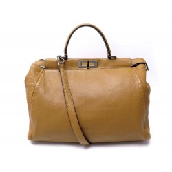 SAC A MAIN FENDI PEEKABOO LARGE 8BN210 EN CUIR CAMEL LEATHER HAND BAG 4000€