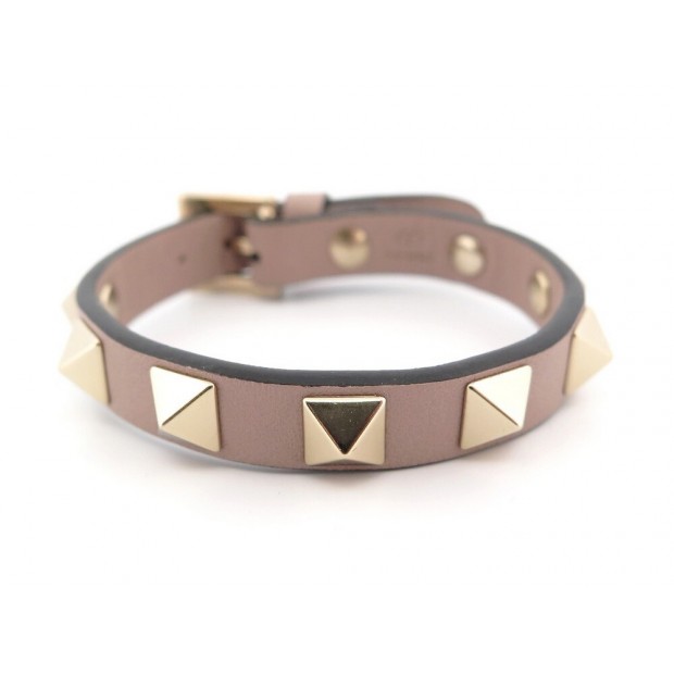 NEUF BRACELET VALENTINO ROCKSTUD ZW2J0255VITP45 EN CUIR TAUPE LEATHER JEWEL 200€