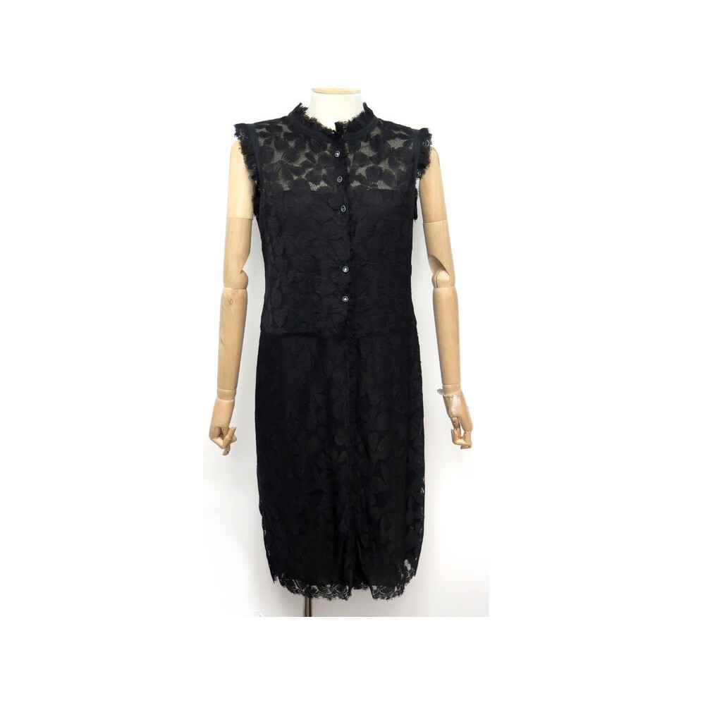 robe chanel en dentelle motifs fleurs m 38 noir black