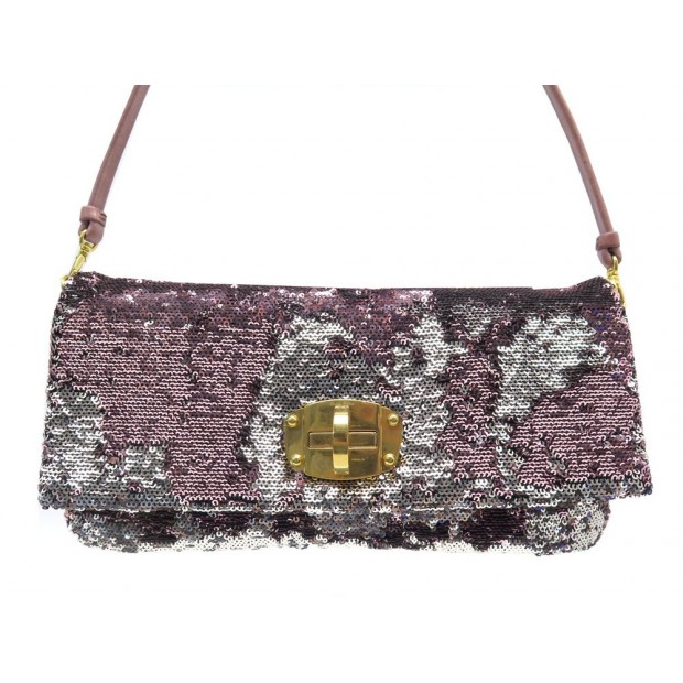 NEUF SAC A MAIN MIU MIU POCHETTE RP0233 EN SEQUIN ROSE NEW HAND BAG POUCH 1300€