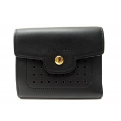 NEUF PORTEFEUILLLE LONGCHAMP MADEMOISELLE COMPACT 30000883001 EN CUIR NOIR 260€