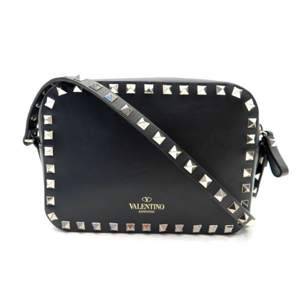 NEUF SAC A MAIN VALENTINO ROCKSTUD BANDOULIERE EN CUIR NOIR HAND BAG PURSE 920€